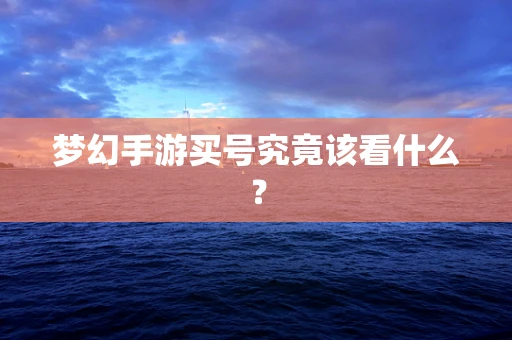梦幻手游买号究竟该看什么？
