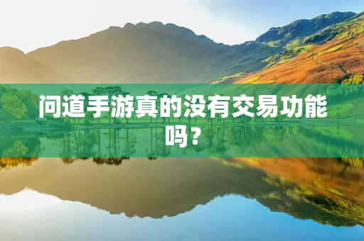 问道手游真的没有交易功能吗？