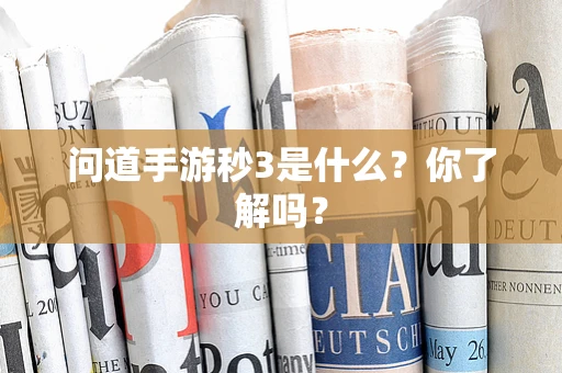 问道手游秒3是什么？你了解吗？